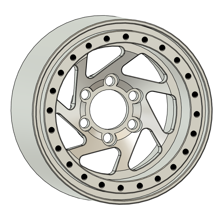 A silver metallic multi-spoke wheel rim shown from a three-quarters perspective on a plain white background.