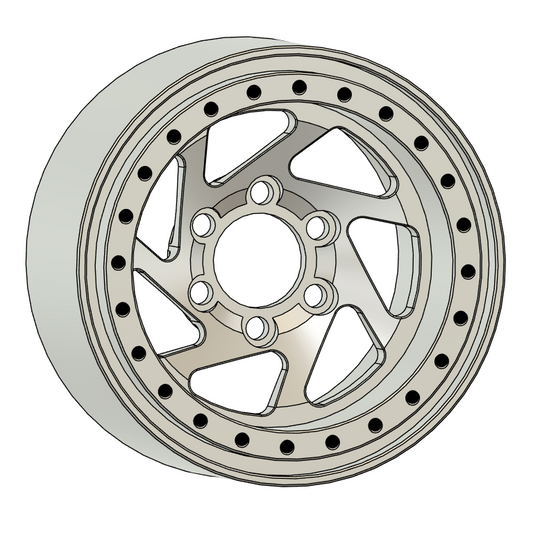 A silver metallic multi-spoke wheel rim shown from a three-quarters perspective on a plain white background.