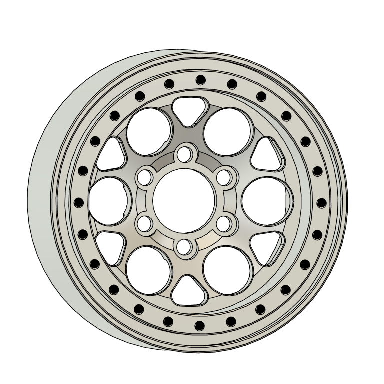A 5-spoke aftermarket vehicle wheel rim shown from a top-down perspective on a solid white background.