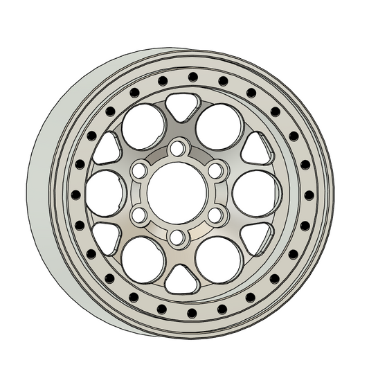 A 5-spoke aftermarket vehicle wheel rim shown from a top-down perspective on a solid white background.
