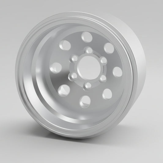Silver alloy wheel rim on a white background
